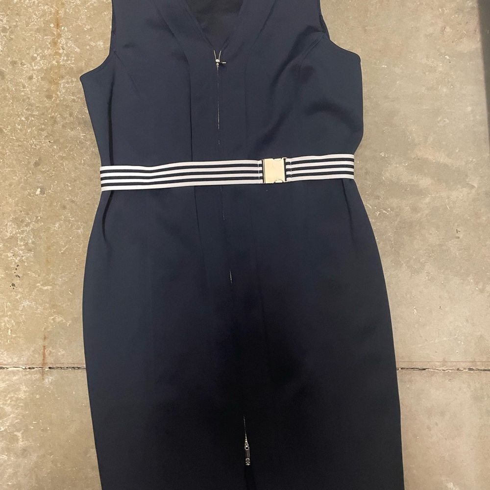 TOMMY HILFIGER SZ 14W  Navy Dress with Striped Belt